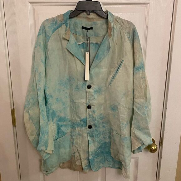New KRMii cropped sleeve turquoise jacket - Picture 1 of 11
